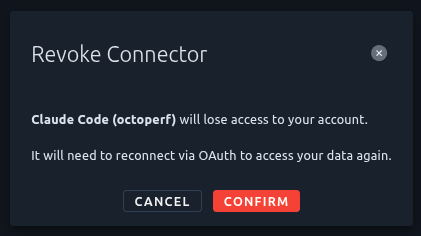 Revoke connector confirmation dialog