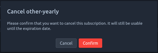 Cancel Subscription Dialog