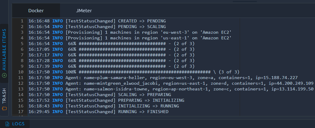 Docker Logs modal