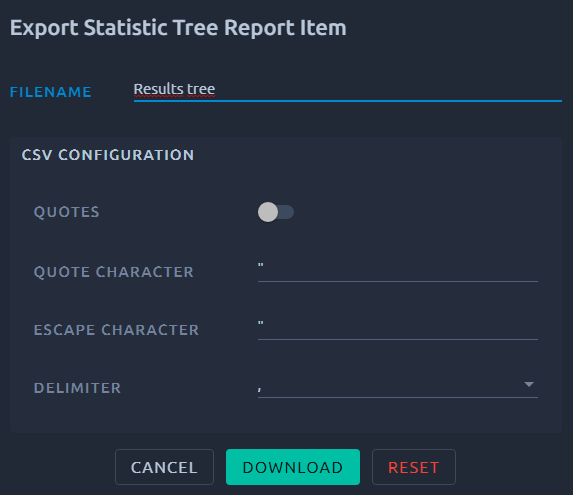 Export report table