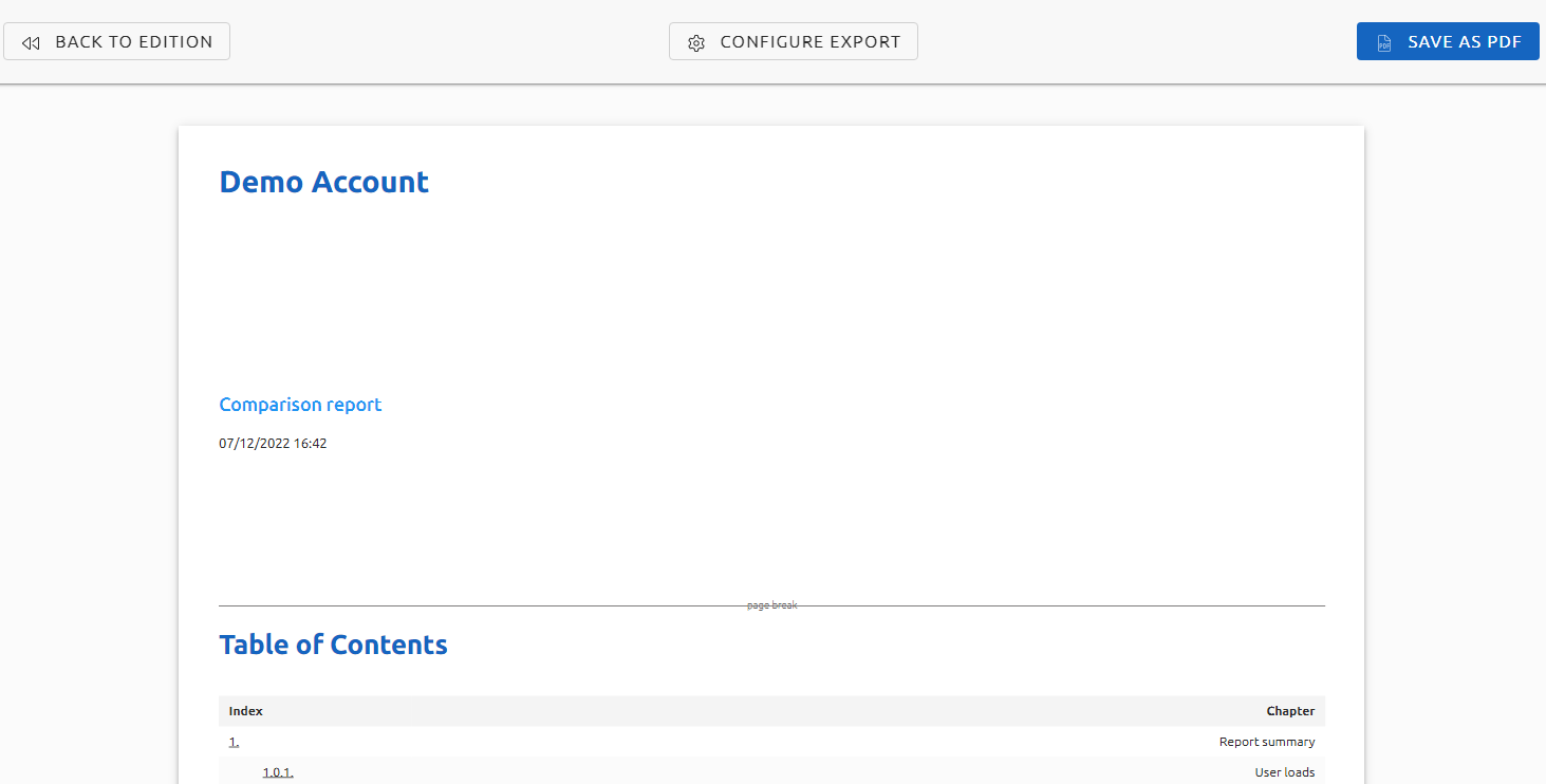 Export Report View