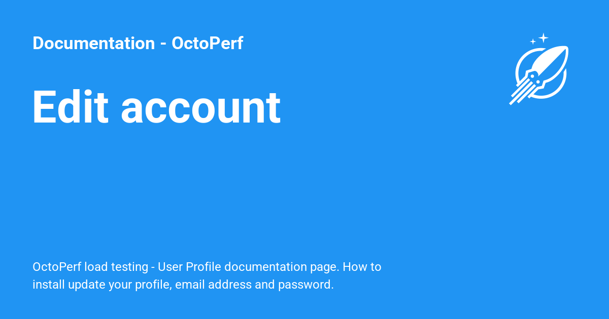 Edit account - Documentation - OctoPerf