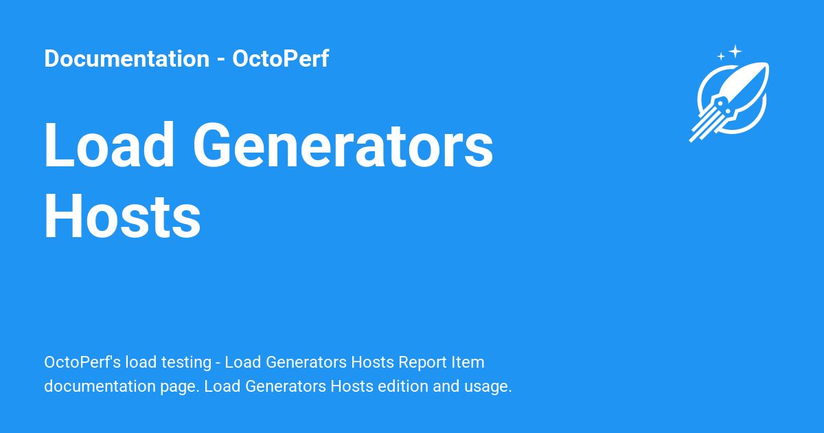 Load Generators Hosts - Documentation - OctoPerf