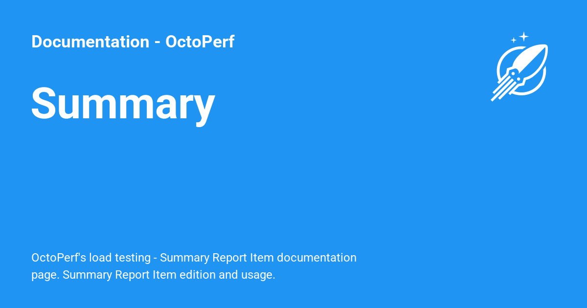 Summary - Documentation - OctoPerf
