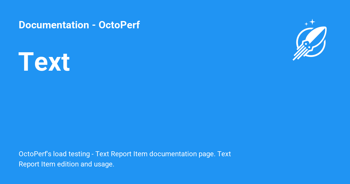 Text - Documentation - OctoPerf