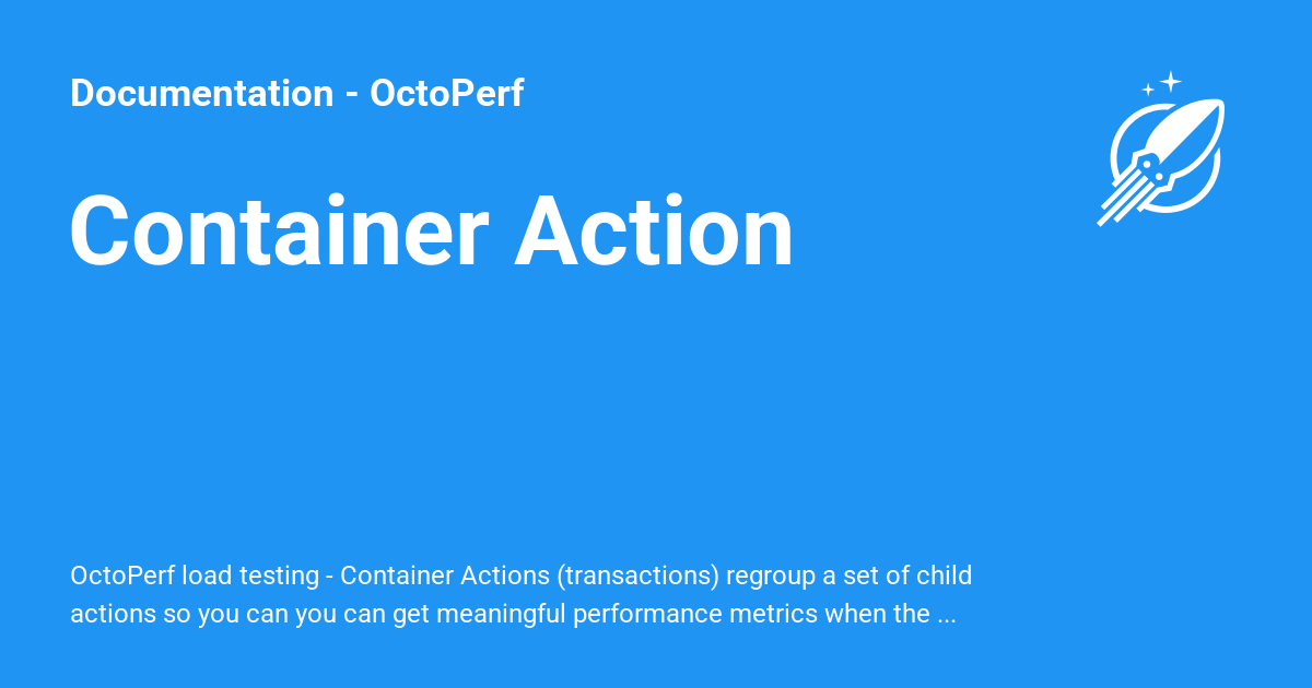 Container Action - Documentation - OctoPerf