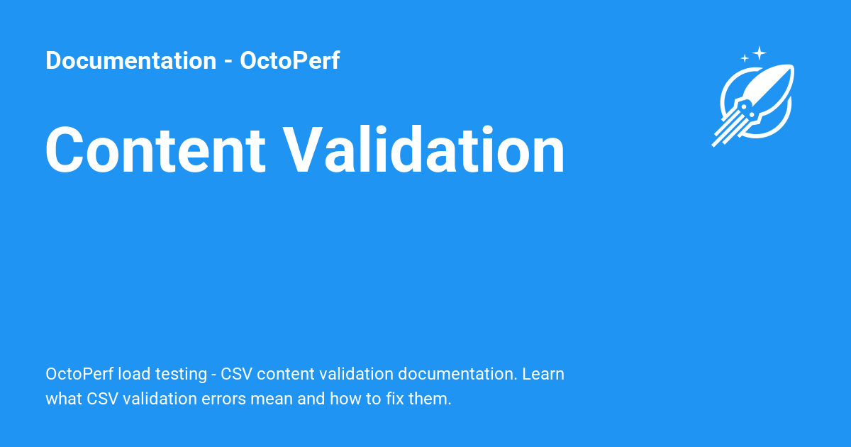 Content Validation - Documentation - OctoPerf