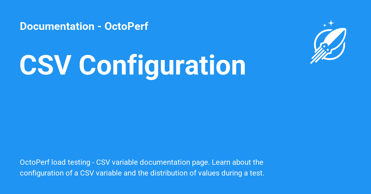 CSV Configuration - Documentation - OctoPerf