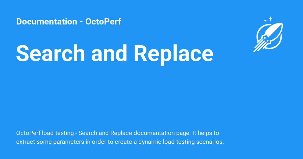 Search and Replace - Documentation - OctoPerf