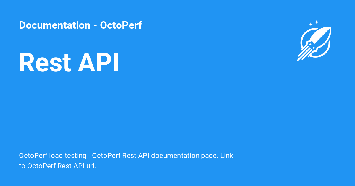 Rest API - Documentation - OctoPerf