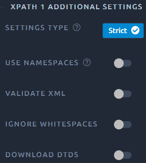 XPath1 strict settings configuration