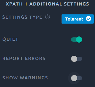 XPath1 tolerant settings configuration