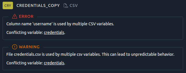 CSV Variable Conflicts