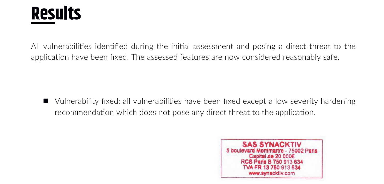 Synacktiv audit results