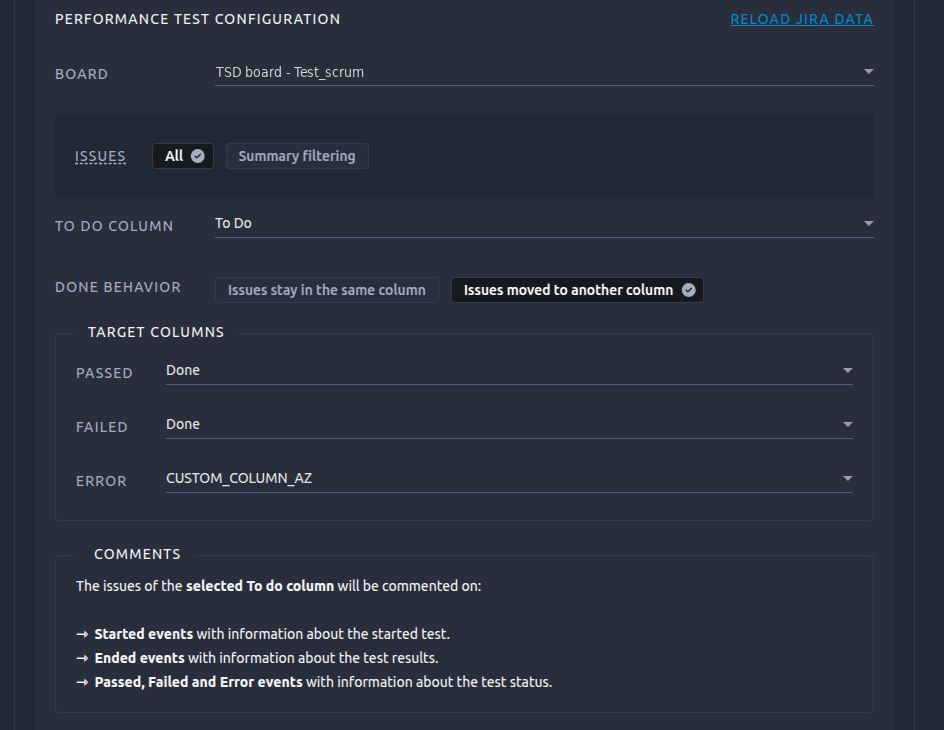 Jira board configuration