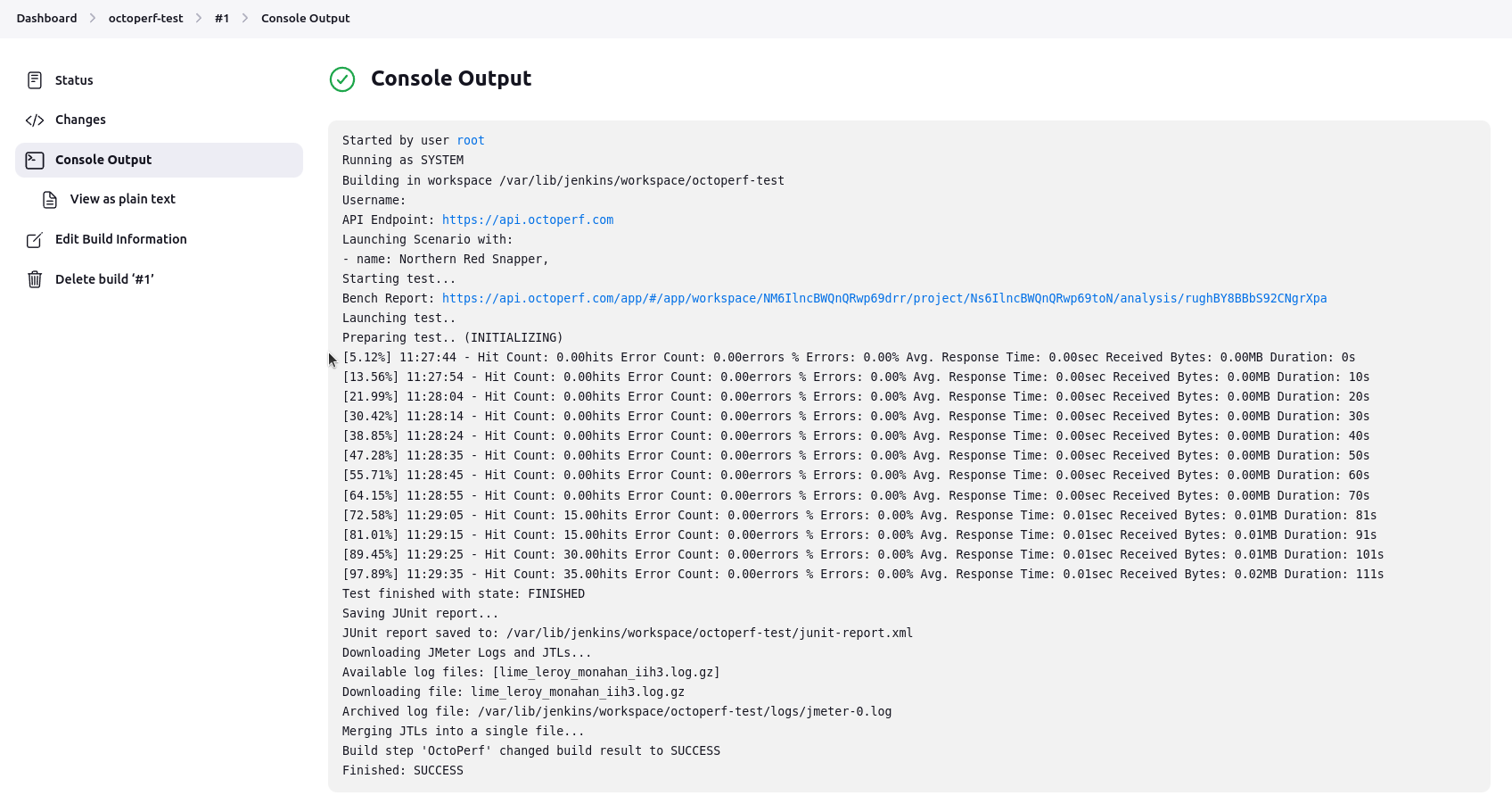 Octoperf Build Console